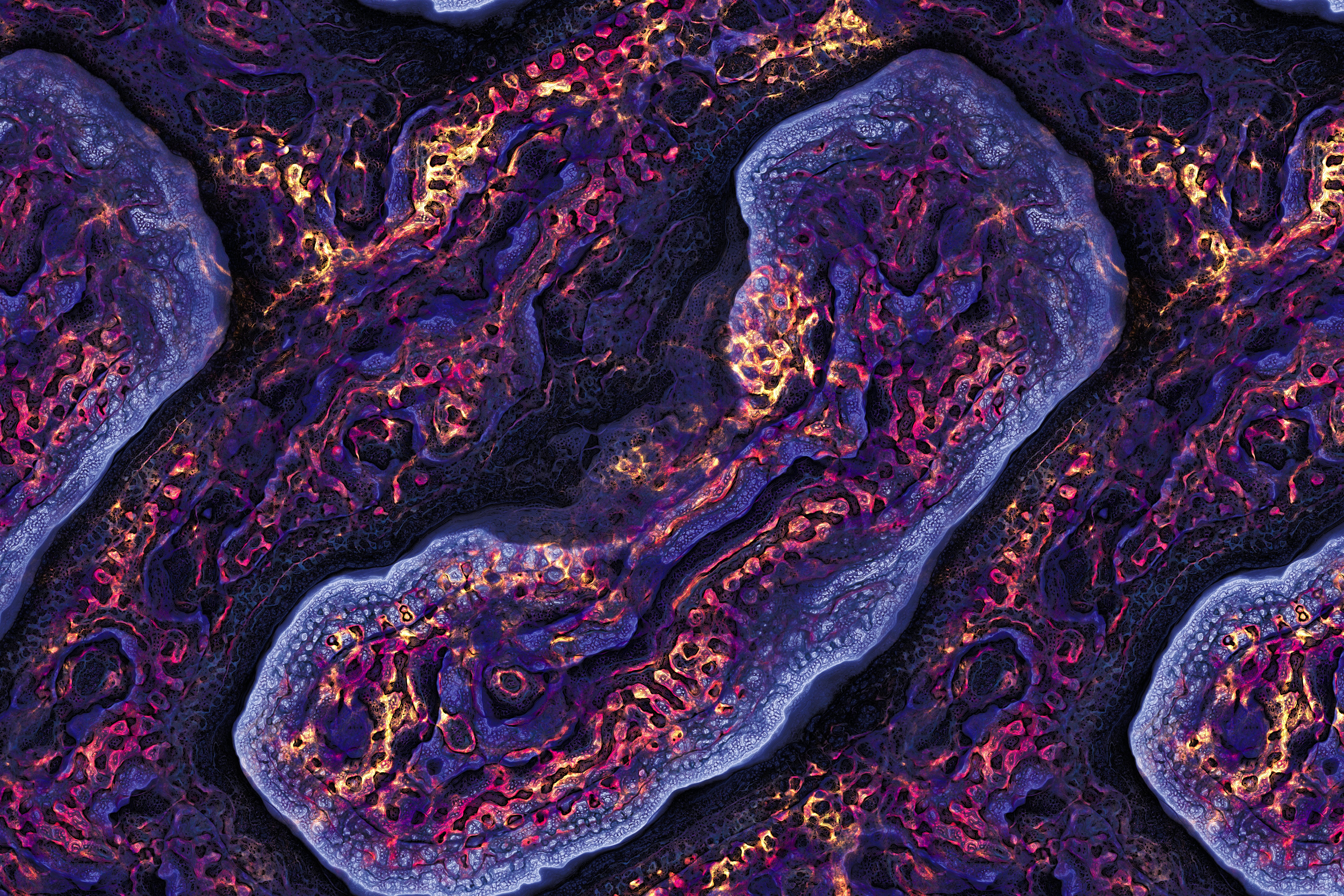 Rendering of a Multiscale Turing Pattern by Ricky Reusser